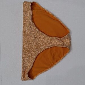 Athleta Clean Golden Orange & White Cheetah Print Swim Bottom Size Large
